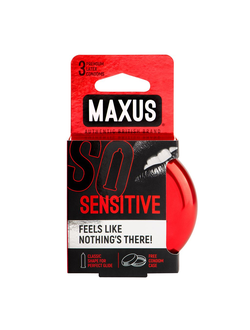 169/1 Презервативы Maxus Sensitive, ультратонкие, латекс, пластиковый кейс, 3 шт.