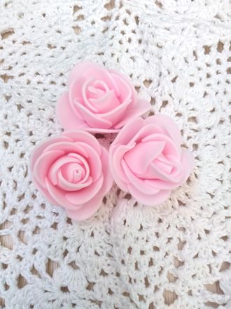 Головка розы из зефирного фоамирана 3-4 см  Цвет: светло розовый