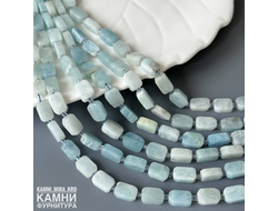 "Аквамарин" голубой берилл крупные прямоугольники плоские округлые 5х7-12 мм, цена за нить 20 см