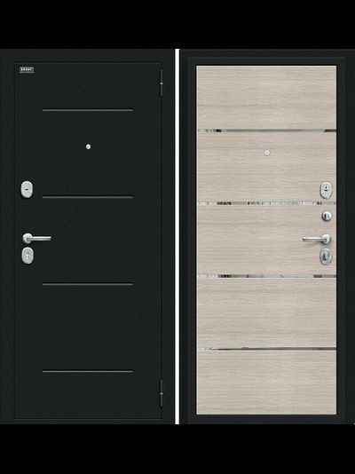 Дверь Входная - "Лайн" Cappuccino Veralinga IMP-6/Букле черное