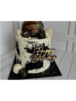 Топпер акриловый Happy Birthday №2 (черный/золото)