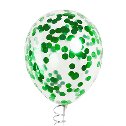 Шары с конфетти зелёный металлик (круги)