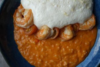 Ризотто с печенным перцем и креветками / Risotto with baked peppers and shrimp