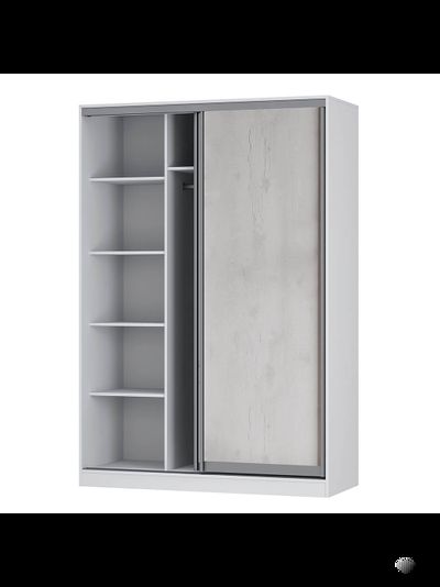 Мадрид ШШК-05 ЛДСП шкаф-купе  белый/бетон пайн светлый/зеркало (1502х2200х604)