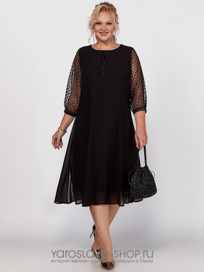 Женское платье А-силуэта в черном цвете