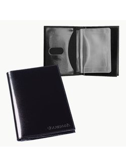 Бумажник водителя BEFLER "Classic", натуральная кожа, тиснение, 6 пластиковых карманов, черный, BV.22.-1