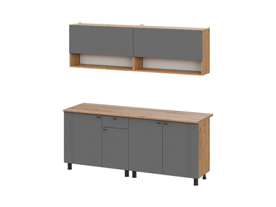 Монако 2,0м Кухонный гарнитур Дуб Золотой / Графит/ Дуб Вотан