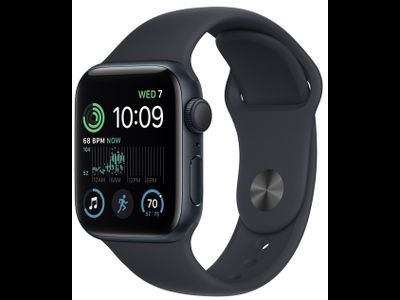 Apple Watch SE 2022, 44 мм, корпус из алюминия, спортивный ремешок тёмная ночь (MNTG3)