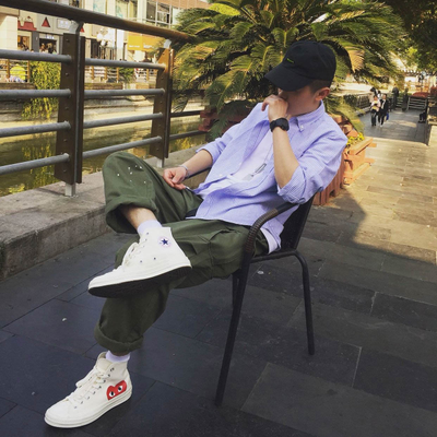 Как выглядят на мужчине белые конверсы с сердечком ком де гарсон , Converse Comme Des Garcons150205C