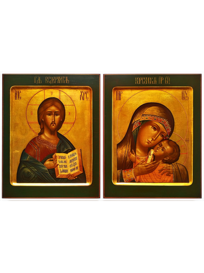 Венчальная пара. Образ Спасителя. Образ пресвятой Божией Матери “Корсунская”. Рукописные иконы.