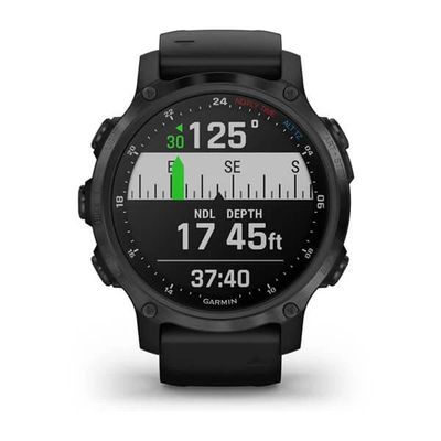 Умные часы Garmin Descent MK2S угольно-серый корпус с DLC-покрытием, черный силиконовый ремешок 010-02403-04