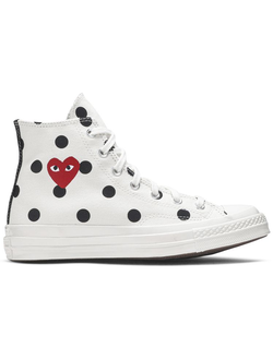 Кеды Converse Play Comme Des Garcons высокие белые в горошек