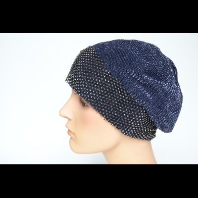 Берет итальянский Vizio 1229 B синий со стразами