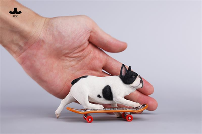 Французский бульдог на скейте (белый) - Коллекционная фигурка 1/6 Skateboard French Bulldog (JXK243A) - JXK