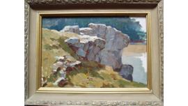 590 Бернгард Весна на Чусовой 1957г. Картон, масло 35Х50