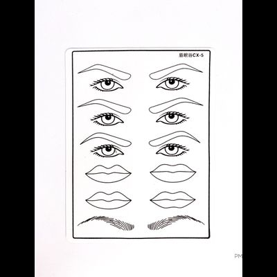 Тренировочный коврик (тату Латекс) для татуажа 20*15 Брови и губы