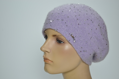 Итальянский лиловый берет вязаный Вицио 1350