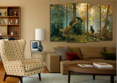 Модульная картина "Утро в сосновом лесу"