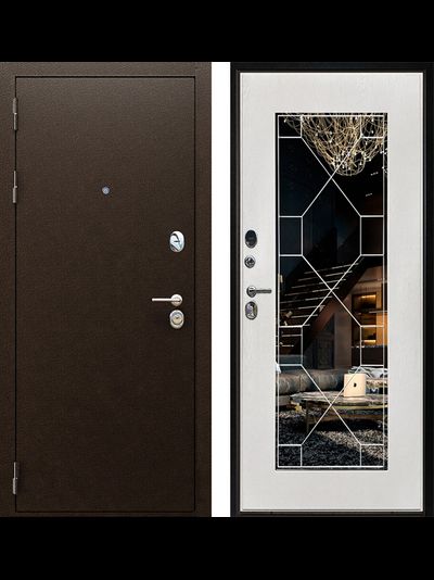 Металлическая дверь Рубикон М с панелью зеркало Тиффани