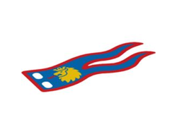 Cloth Flag 8 x 3 Wave with Lion Head on Blue Background with Red Border Pattern, Yellow (100731 6409580)