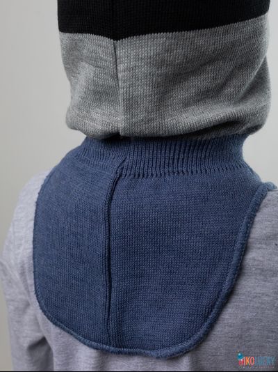 Шапка-шлем  19101-06, цвет черный, серый, джинс р. 50-52