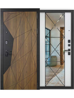 Морра Зеркало Черный муар / Орех каньон/ Коньяк/Нубук МДФ/МДФ