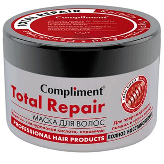 Compliment Маска для волос Total Repair с кератином гиалуроновой кислотой керамидами  для поврежденн