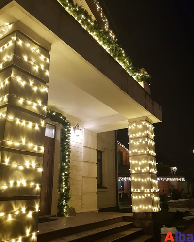 Гирлянда-нить 10 м, 220В, ТЕПЛЫЙ БЕЛЫЙ, IP 65, резина, статика