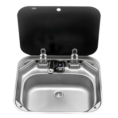 Раковина со смесителем и крышкой, прямоугольная