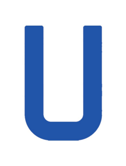 Регистрационная буква "U" из самоклеящейся ткани Bainbridge SL380BUU 380 мм синяя