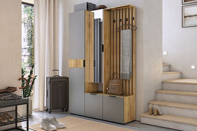 Композиция Прихожей БЕРИ Дуб Крафт золотой/Графит