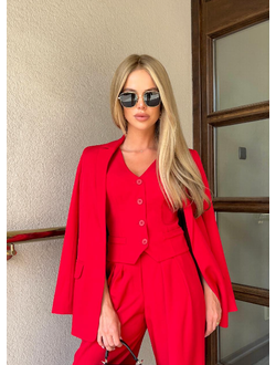 Удлиненный жакет свободного кроя (красный)