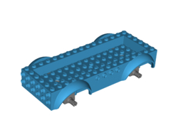 Vehicle, Base 8 x 16 x 2 1/2 with Mudguards Raised, 4 x 14 Recessed Center with 3 Holes, and Dark Bluish Gray Wheels Holders, Dark Azure (18923c01 / 6256956)