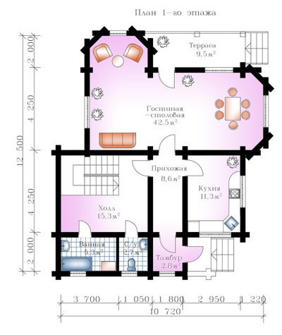 Дом из бревна ДБ-03, площадь 160 м2