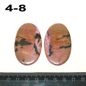 Родонит натуральный (кабошон) №4-8: пара - 51*31*3мм
