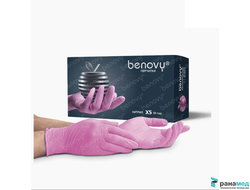 BENOVY Nitrile MultiColor, перчатки нитриловые, розовые, XS, 50 пар в упаковке