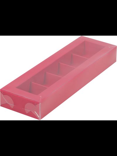 Коробка на 5 конфет с прозр. кр. (красная) 235*70*30мм