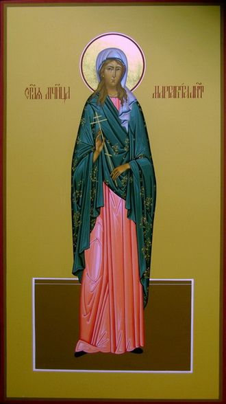 Маргарита Антиохийская, Святая великомученица. Рукописная мерная икона.