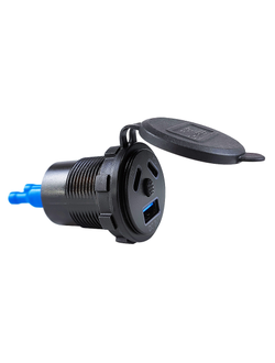 Гнездо зарядное, USB+ 2 Type C + кнопка включения