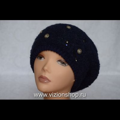 Женский берет Италия Vizio 6405 зима 2019 -2020 синий