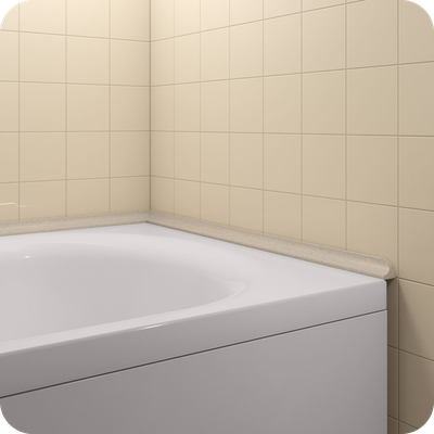 Акриловый плинтус бордюр для ванной BNV ГЛ24 12х24 бежевый правый