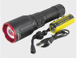 Фонарь светодиодный H- 3121 -PM60-TG (1 мощ., 1 больш., акк.26650, шнур TYPE-C) с индикатором, zoom