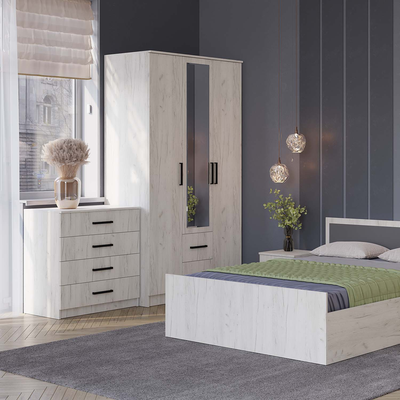 Шкаф 4-х створчатый Фиеста дуб крафт белый (BTS)