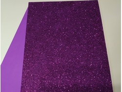 Глиттерный фоамиран, цвет фиолетовый, 20*30 см, толщина 2 мм