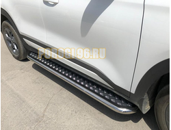 Пороги с накладным листом d53 для Kia Seltos (2019-...)