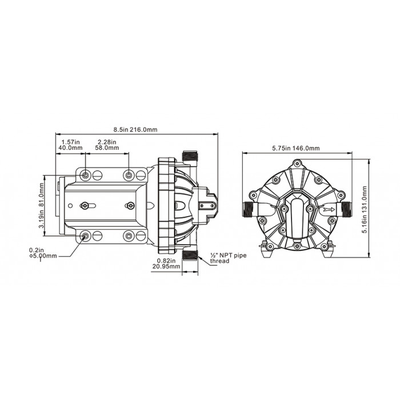 Пятикамерный мембранный насос 51 SERIES 15 л/мин, 12В