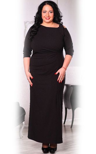 Женская одежда - Вечернее, нарядное, длинное платье арт. 043201 (Цвет черный) Размеры 50-68
