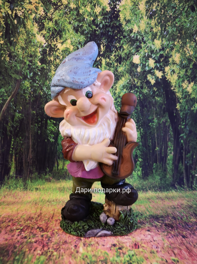 Гном с гитарой 43*22см   1,8кг   полистоун Россия 2390/091036-3*