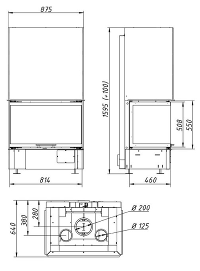 Каминная топка Дельта 800 три стекла принтинг, Экокамин (Россия)