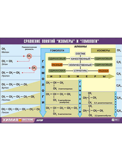 Таблица демонстрационная "Сравнение понятий изомер и гомолог" (винил 100х140)